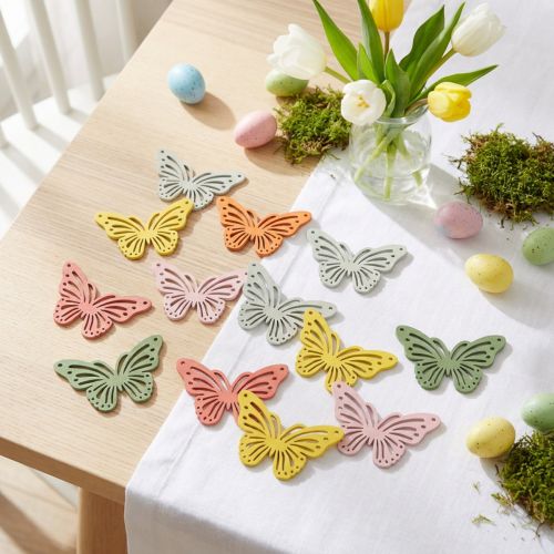 Shaker træsommerfugl farverig drys dekoration 4,5×3cm 48 stk | Floristik24.dk