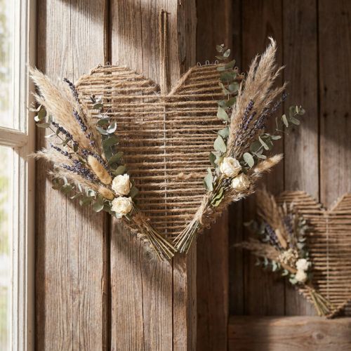 Artikel Hjerte Jute Natural Til Tørrede Blomster 35cm 4stk