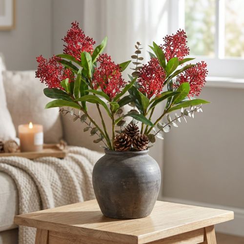 Kunstige Blomster Rød Skimmia japonica Skimmie 45cm 2stk | Floristik24.dk