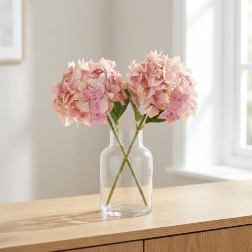 Elegant kunsthortensia i pastel pink 58cm 2stk | Floristik24.dk