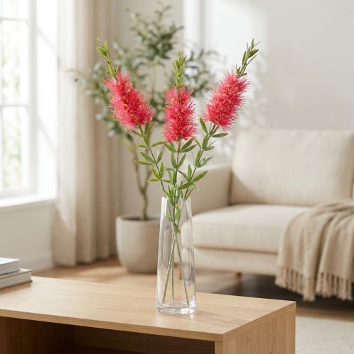 Artikel Kunstige Blomster Rød Karmin Cylinder Rensemidler 70cm 3stk