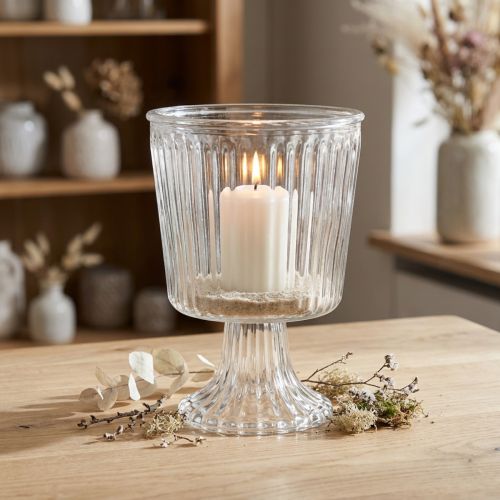 Lanterne glas kop riflet glas dekoration Ø11,5cm H15cm | Floristik24.dk