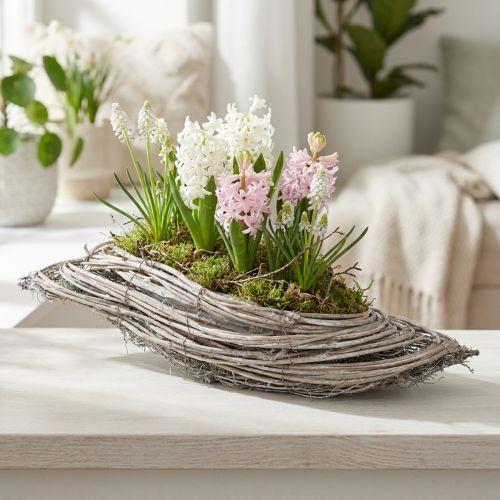 Artikel Wave-rattan plantekasse, naturhvid, 40x14x6 cm