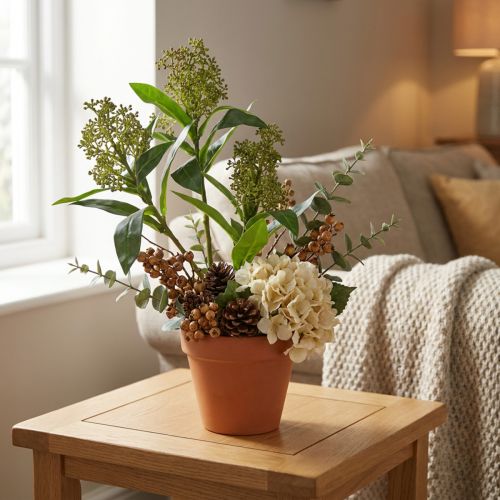 Kunstige grønne Skimmia japonica-blomster, 45 cm, 2 stk. | Floristik24.dk