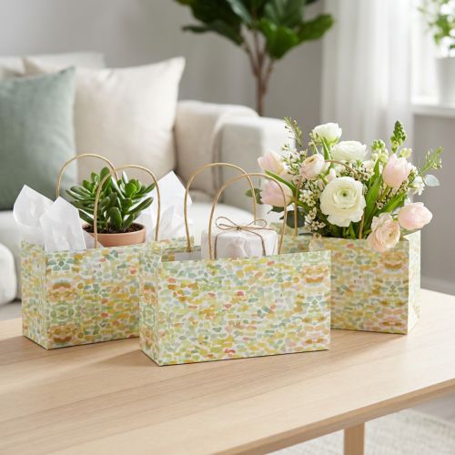 Gavepose med hanke gavepose mønstret 24×12×12cm 6stk | Floristik24.dk