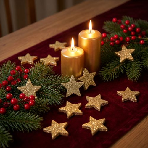 Artikel Scatter stars lys guld glimmer 4-5cm 40stk