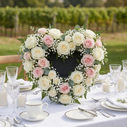 Blomsterskum hjerte sort 33cm 2 stk bryllup dekoration | Floristik24.dk