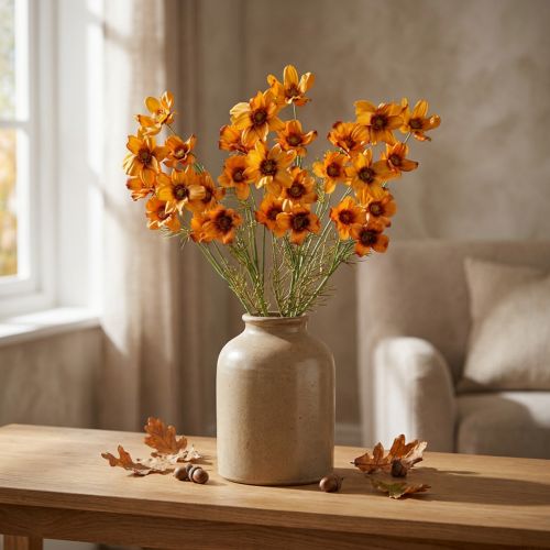 Kunstige blomster Cosmea Orange smykkekurv H51cm 3 stk | Floristik24.dk