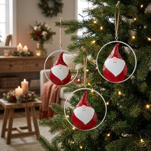 Julepryd nisse julemand metal Ø16cm 3stk | Floristik24.dk