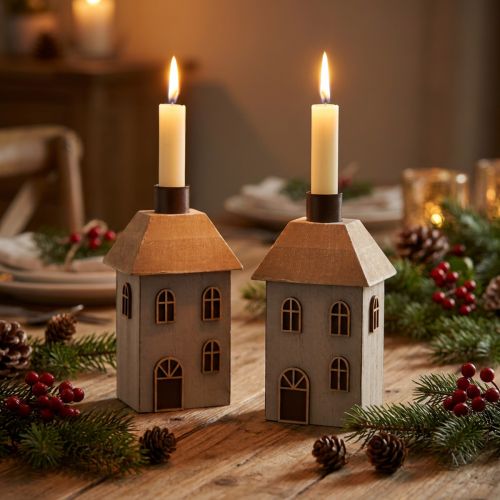 Julelysholder til keglelys, 14,5 cm, 2 stk. | Floristik24.dk