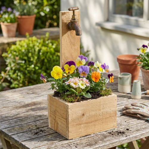 Træplantekasse, springvandskrybbe, naturligt rustlook, L15,5 cm | Floristik24.dk
