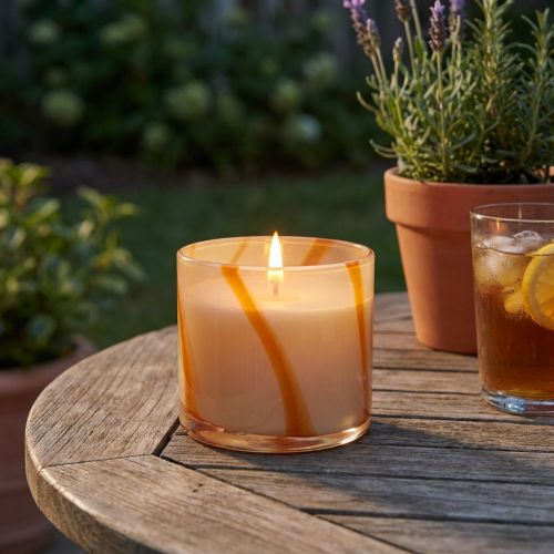 Duftlys i glas Citronella lys retro design Ø8cm H8cm | Floristik24.dk