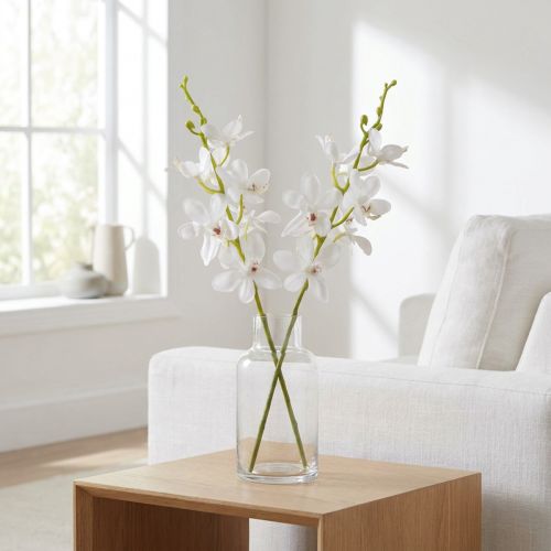 Kunstige orkideer hvide blomster Ø3,5-5 cm L38 cm 2 stk. | Floristik24.dk