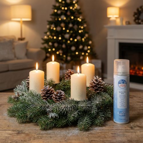 Sølvspray snespray glitter til vinduer og vinterdekoration 150ml | Floristik24.dk