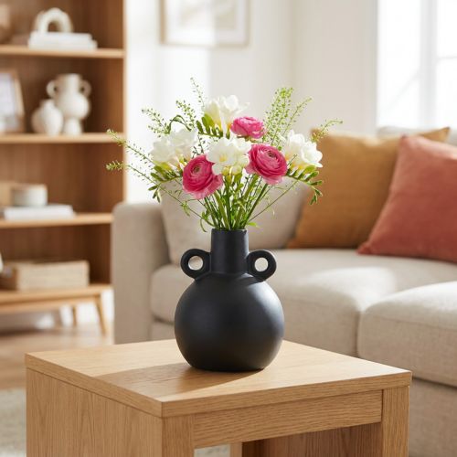 Keramikvase minivase sort hank keramik Ø8,5cm H12cm | Floristik24.dk