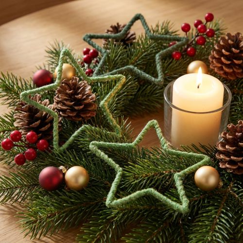 Stjerner jute til juledekoration julestjerner grøn 15cm 8 stk | Floristik24.dk