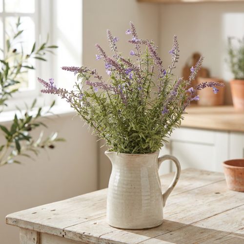 Artikel Lavendel kunstige urter på stilk med 7 grene 40cm 3stk