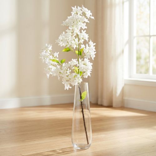 Kunstig lilla gren Hvide blomster L95cm | Floristik24.dk