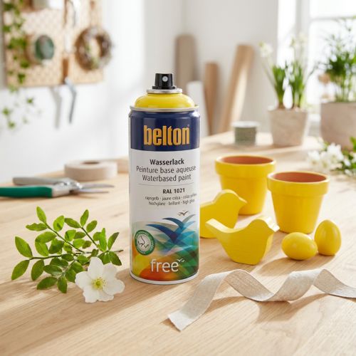 Belton fri vandlak gul højglans spray raps gul 400ml | Floristik24.dk