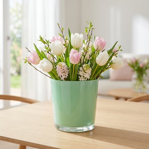Glaspotte Ø11,5cm H10,8cm mintgrøn | Floristik24.dk