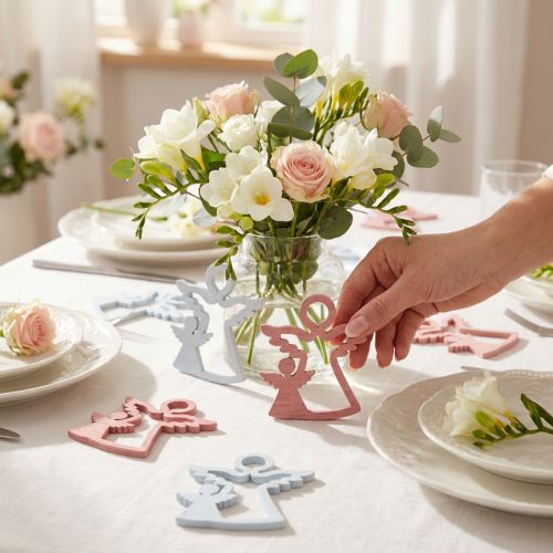 Scatter dekoration engel pink/hvid 24 stk | Floristik24.dk