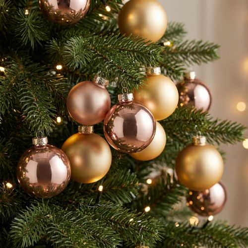 Julekugler guld og rose ægte glas Ø60mm 24 stk | Floristik24.dk