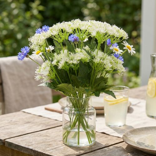 Dildblomstrende, kunstige urter, dekorativ plantegrøn, hvid 49cm 9stk | Floristik24.dk