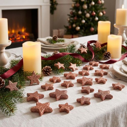 Scatter dekoration Julestjerner spredte stjerner pink Ø4/5cm 40 stk | Floristik24.dk