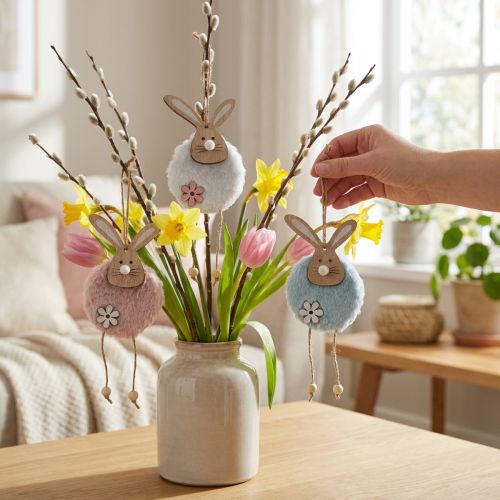 Bøjleharer dekorativ bøjle påsketræ plys 26×7×2cm 6 stk | Floristik24.dk