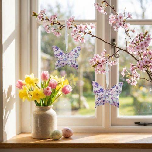Deco sommerfugle metal deco bøjle lilla 12×10cm 3stk | Floristik24.dk