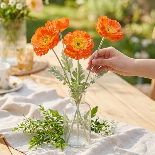 Kunstige Valmuer Sommerblomster Orange Ø7cm L78cm 3stk | Floristik24.dk