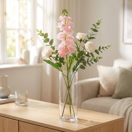 Levkoje pink blomst kunstig som ægte stilk blomst 78cm | Floristik24.dk