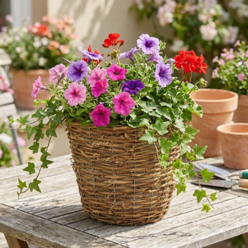 Vinplantekurv Ø25cm H22,5cm naturlig plantekasse | Floristik24.dk
