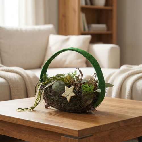 Dekorativ ring jute dekorationsløkke grøn mørkegrøn 4cm Ø30cm 2stk | Floristik24.dk