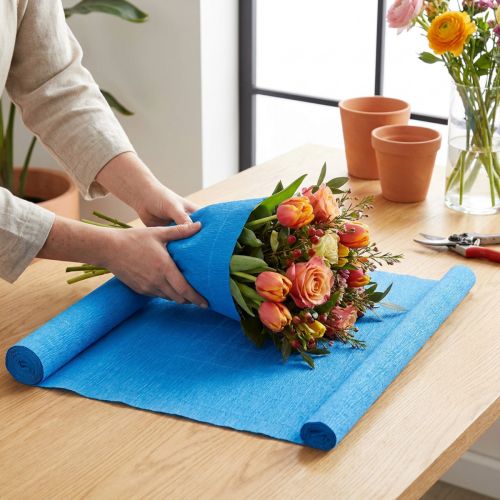Crepepapir blomsterhandler kvalitet blå 50x250cm | Floristik24.dk