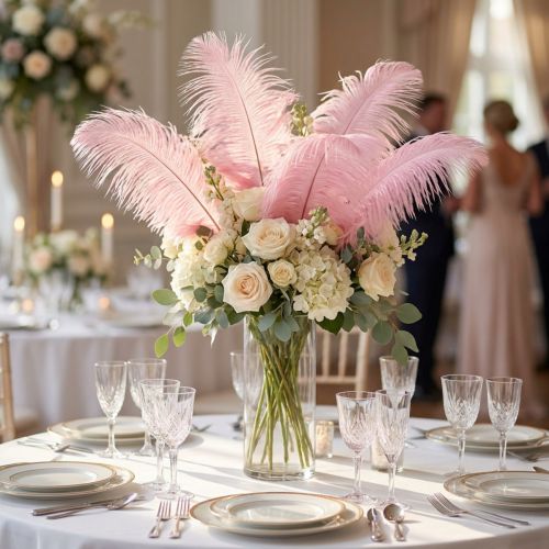 Strudsefjer Ægte fjer Dekoration Pink 20-25cm 12 stk | Floristik24.dk