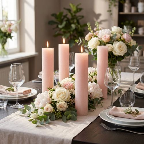 Pindelys, ensfarvede lys, lys pink, 50x300mm, 4 stk. | Floristik24.dk