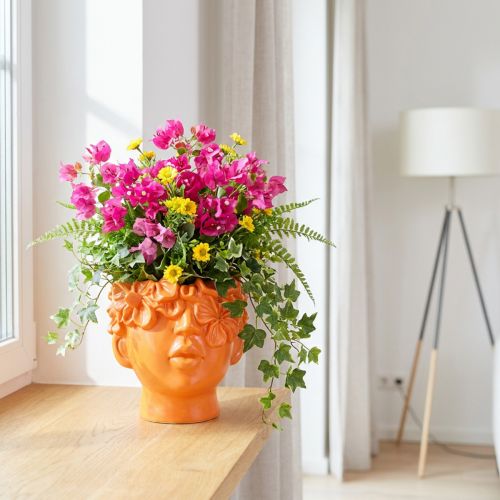 Plantehoved Plantekasse Buste Plantepotte Orange 13,5×13×14cm | Floristik24.dk