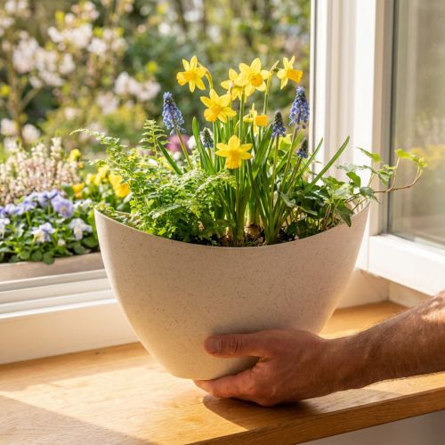 Plantebåd plastskål beige 24×10×15cm 3stk | Floristik24.dk