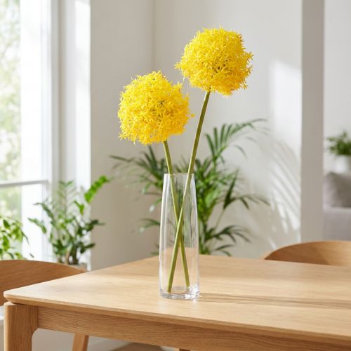 Allium Gul Blomst Kunstløg 80cm Ø14,5cm 2stk | Floristik24.dk