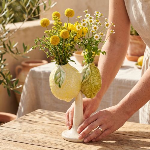 Keramikdekoration citronvase Middelhavsborddekoration H22cm | Floristik24.dk