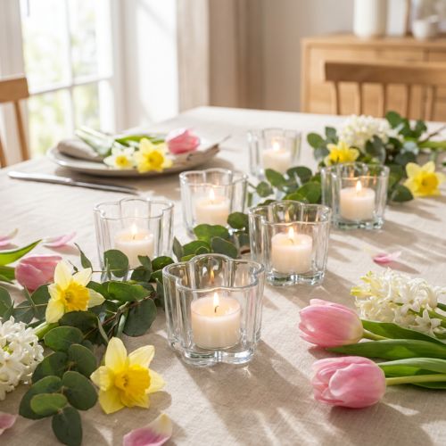 Fyrfadsstage glas blomst