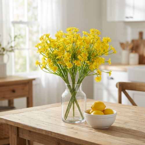 Kunstig kamille som blomsterbuket til frisk og letplejet dekoration, 28 cm, 3 stk. | Floristik24.dk