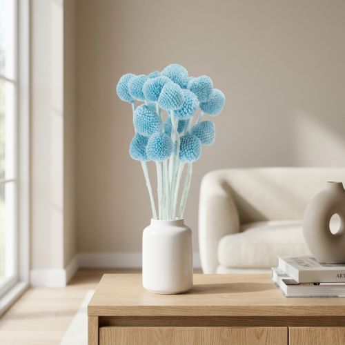 Artikel Craspedia tørrede blomsterdekoration til vase, minimalistisk stil, langvarig sommerdekoration, 55 cm, 20 stk.
