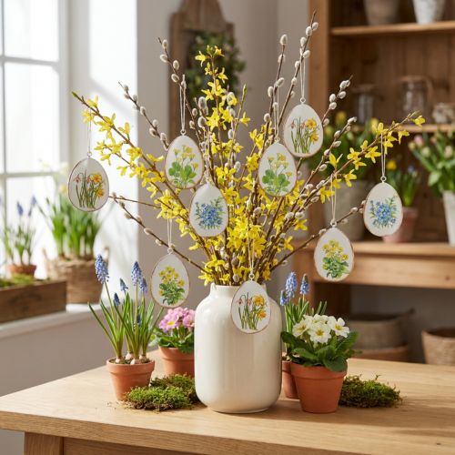 Påskeæg med forårsblomster,