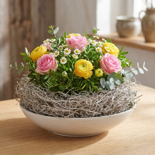 Naturlig hvidkalket tamarindfiber 500g - Dekorative fibre til blomster og kunsthåndværk | Floristik24.dk