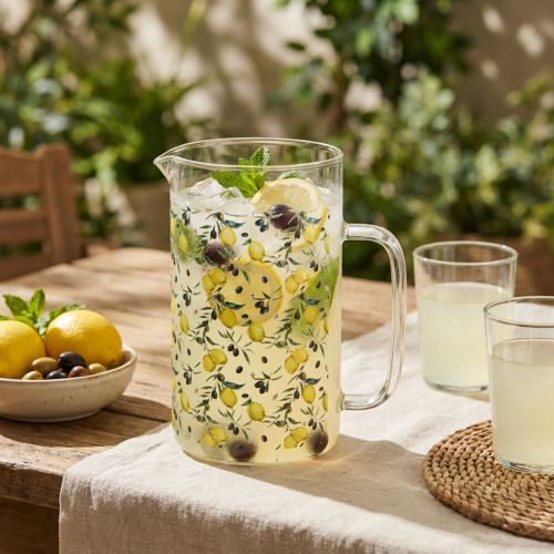 Glaskande citroner og oliven dekorativ kande glas H17cm | Floristik24.dk