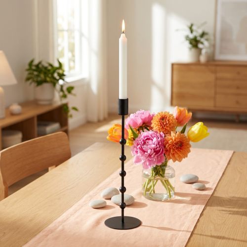 Pind lysestage metal lysestage sort H30cm | Floristik24.dk