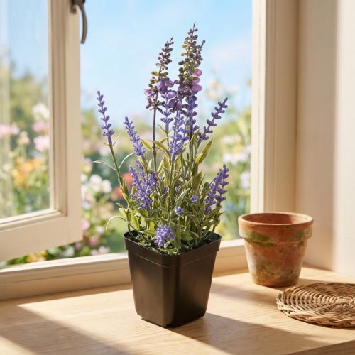 Kunstig lavendel i potteblomstrende kunstige planter 25cm | Floristik24.dk