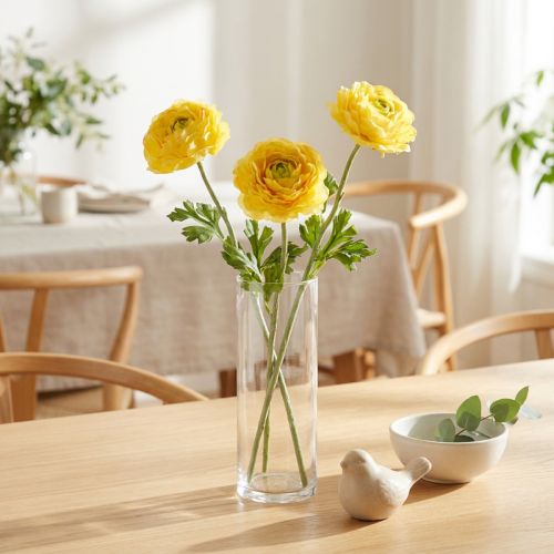 Kunstig ranunkel som enkelt blomst til elegant og vedligeholdelsesfri dekoration, 51 cm, 3 stk. | Floristik24.dk